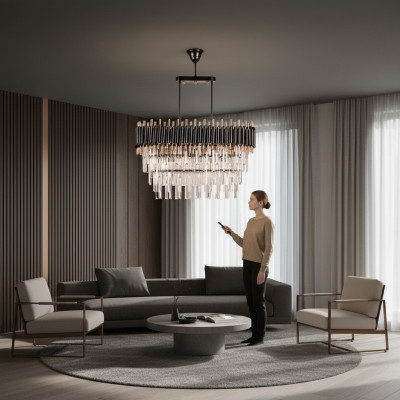 Kronleuchter Deckenleuchter Luxus Grau Deckenlampe Lüster Kristall