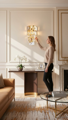 Wandleuchte Wandlampe Wandleuchten Lüster Wand Lampen Kristall Gold