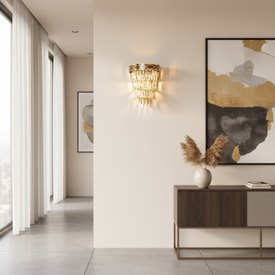 Wandleuchten Wandleuchte Wandlampe Lüster Wand Lampen Kristall Gold