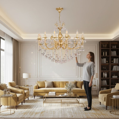 Deckenleuchter Kronleuchter Luxus Gold Deckenlampe Lüster Kristall Lampen