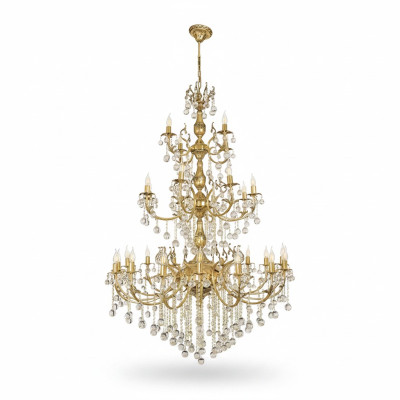 Luster Kronleuchter Deckenleuchter xxl Luxus Gold Deckenlampe Kristall