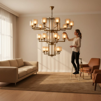  Deckenleuchter Kronleuchter Luxus Gold Deckenlampe Lüster Glas Modern
