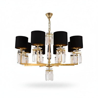 Kronleuchter Deckenleuchter Gold Deckenlampe Lüster Kristall Schwarz