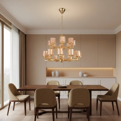 Kronleuchter Deckenleuchter Gold Deckenlampe Lüster Glas Modern Neu
