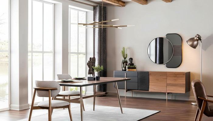 Gruppe Esszimmer Esstisch Stühle Sideboard 8tlg Holz Tisch Braun Neu