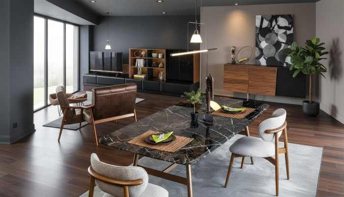 Esszimmertisch Esstisch Tisch Essecke Marmor Schwarz Esszimmer Design