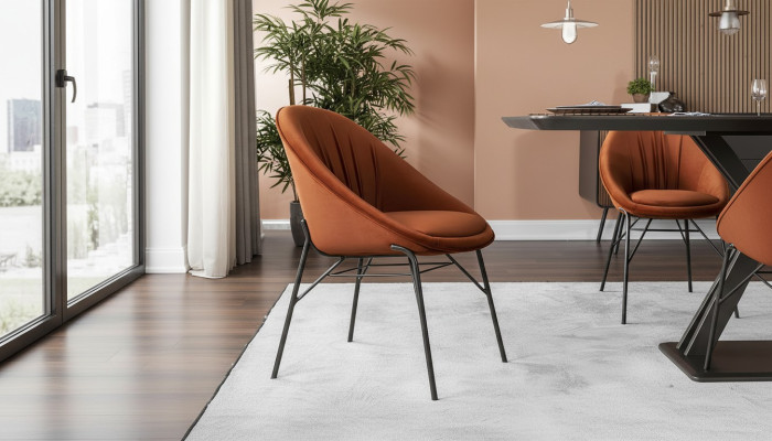 Garnitur Esszimmerstuhl Küchenstuhl Lehnstuhl Stühle 6tlg Stoff Orange