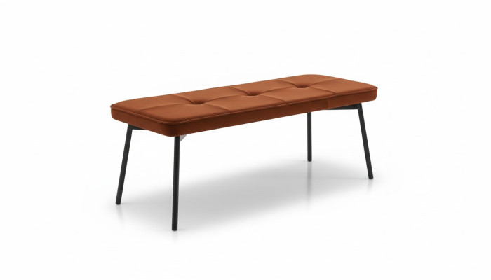 Sitzmöbel Sitzbank Polsterbank Holzbank Gepolstert Stoff Modern Orange Neu