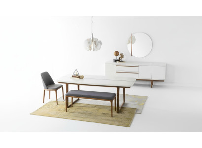 Essgruppe Essecke Esszimmer Esstisch Stühle Tisch Set 8tlg Holz Weiß
