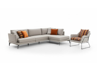 Sofagarnitur L-Form Couch Sessel Grau Sofa Modern Möbel Ecksofa Set Neu