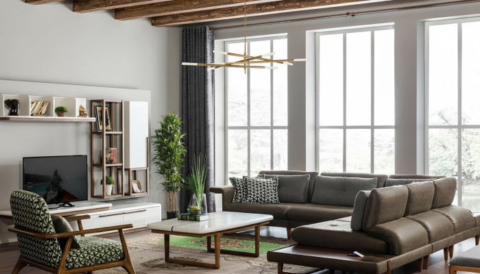 Wohnzimmer Set Luxus Möbel L-Form Sofa Sessel Textil Möbel Set Neu