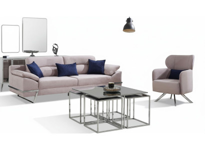 Gruppe Wohnzimmer Sofagarnitur 31 Sitzer Sitzgruppe Grau Garnituren
