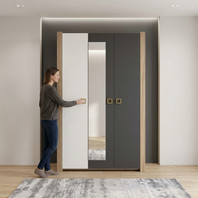 Kinderkleiderschrank Kleiderschrank Kindermöbel Kinderzimmer Holz Grau