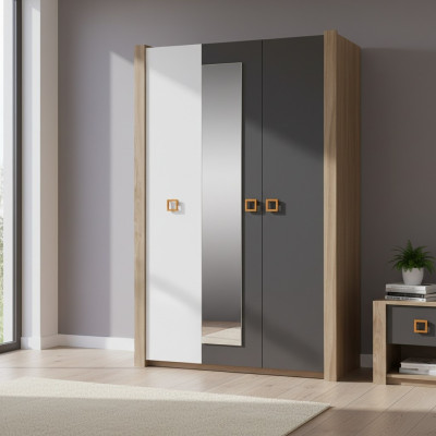 Kinderkleiderschrank Kleiderschrank Kindermöbel Kinderzimmer Holz Grau