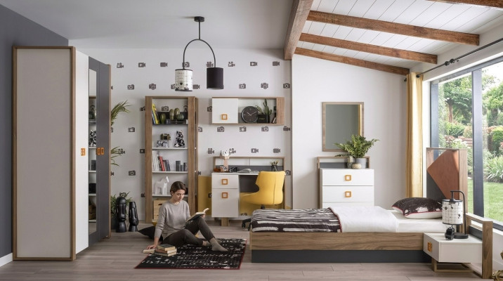 Garnitur Kinderbett Kindermöbel Kinderzimmer Bett Holz Grau Set 9tlg