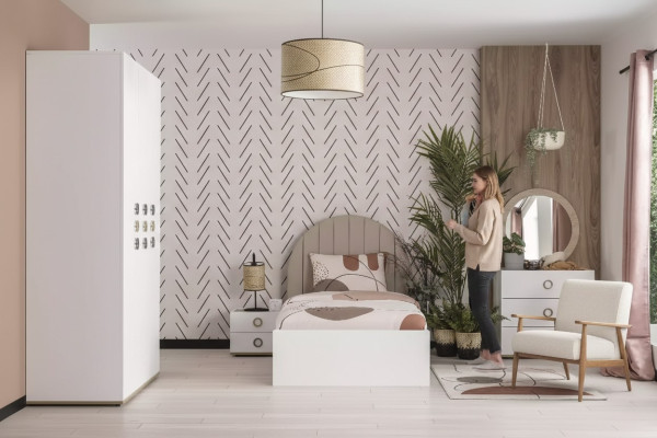 Kinderzimmer Komplete Bettrahmen Kindermöbel Bett Holz Weiß Set 5tlg