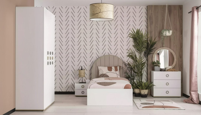 Garnitur Kinderzimmer Komplete Bett Kindermöbel Holz Weiß Set 5tlg
