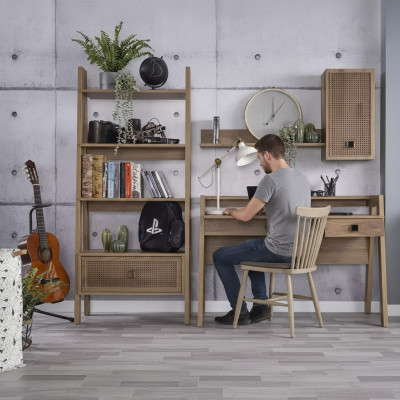 Kinderschreibtisch Schreibtisch Bücherregal Holz Braun Set 3tlg Regal