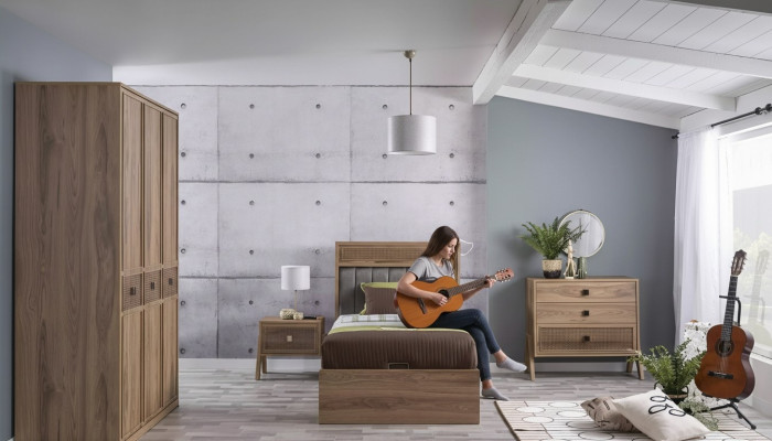 Holzbett mit Bettkasten Komplette Jugendbett Bett Holz Braun Set 4tlg