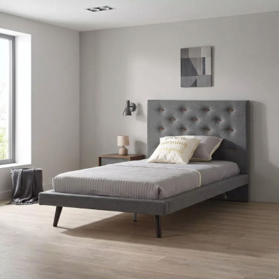 Bettgestelle Bettrahmen Bett 120 cm Kinderbett Jugendbett Stoff Grau