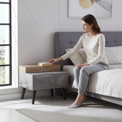 Design Nachttisch Nachtkonsole Kindernachttisch Kinderzimmer Holz Grau