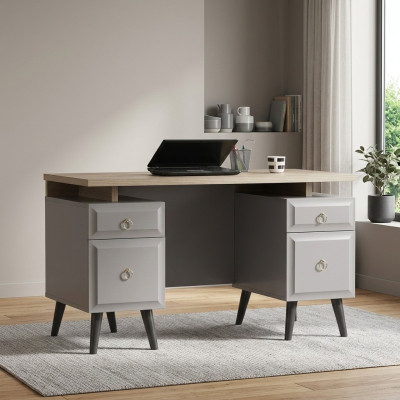 Computertisch Schreibtisch Kinderschreibtisch Holz Grau Tisch Design