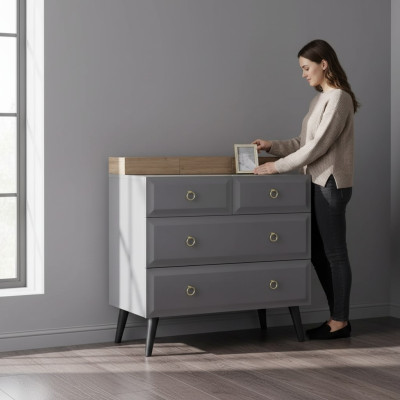 Kommode Schrank Kinder Zimmer Kommoden Holz Grau Modern Jugendzimmer