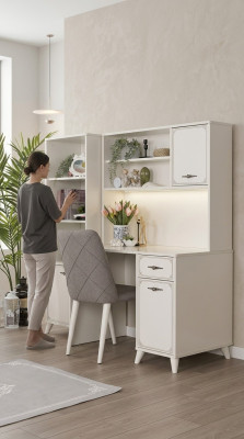 Gruppe Computertisch Schreibtisch Set Holz Bücherregal Weiß 3tlg Regal