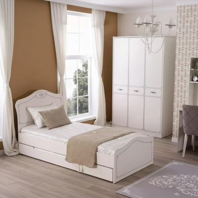 Bett Ausziehbares Funktionsbett Kinderbett Bettrahmen Weiß Holz Betten