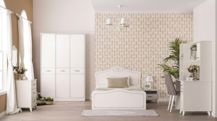 Komplette Jugendbett Funktionsbett Ausziehbares Set 8tlg Holz Weiß