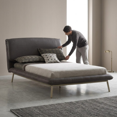 Polsterbett Bettrahmen Bett Bettgestell Stoff Grau Jugendbett Bettgestelle