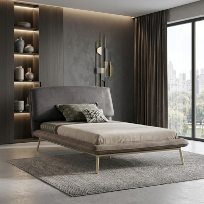 Polsterbett Bettrahmen Bett Bettgestell Stoff Grau Jugendbett Bettgestelle