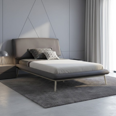 Bettrahmen Bett 100 cm Bettgestell Polsterbett Stoff Grau Jugendbett