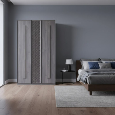 Holzschrank Luxus Kleiderschrank Schrank Möbel Holz Grau 3 türig Design