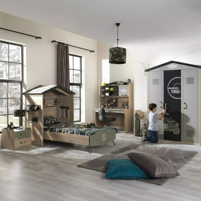 Kindermöbel Luxus Kinderzimmer Garnitur Bett Grün Bettrahmen 5tlg Holz