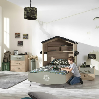 Garnitur Bett Kindermöbel Kinderzimmer Grün Bettrahmen 3tlg Holz Set