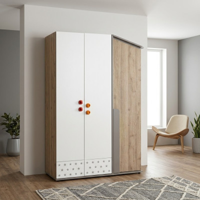 Modern Kleiderschrank Holzschrank Schrank Möbel Holz 3 Tür Design Weiß