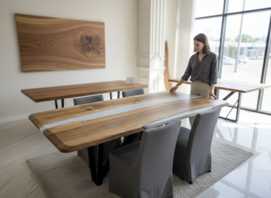 Esszimmertisch Küchentisch Esstisch Epoxidharz Tisch 240 cm Holz Braun
