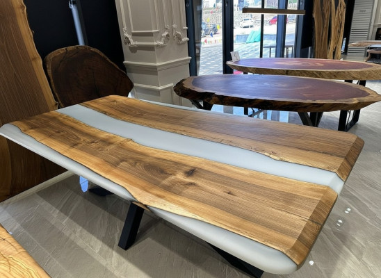 Esszimmertisch Küchentisch Esstisch Epoxidharz Tisch 240 cm Holz Braun