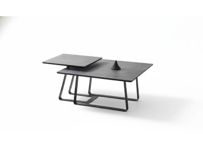 Gruppe Couchtisch Beisteltisch Kaffeetisch Grau 2tlg Set Tisch Holz