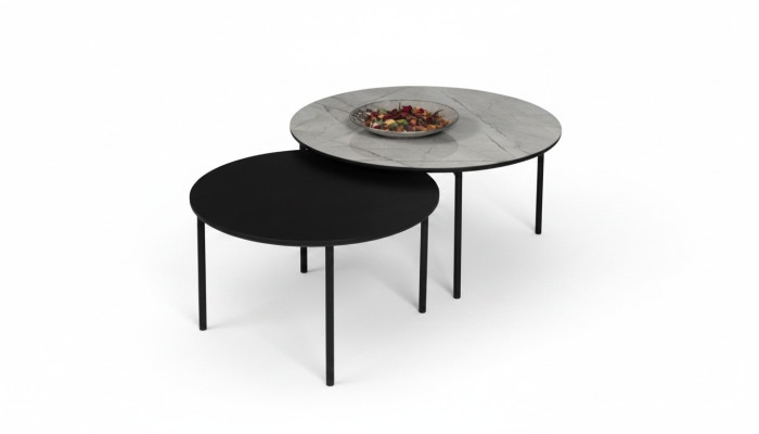 Kaffeetisch Gruppe Couchtisch Beisteltisch Schwarz Set Tisch Holz 2tlg