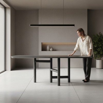 Küchentisch Esszimmertisch Ausziehbarer Design Luxus Holz Grau Tisch