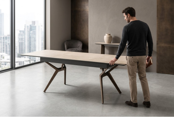 Esszimmertisch Küchentisch Ausziehbarer Design Modern Holz Grau Tisch