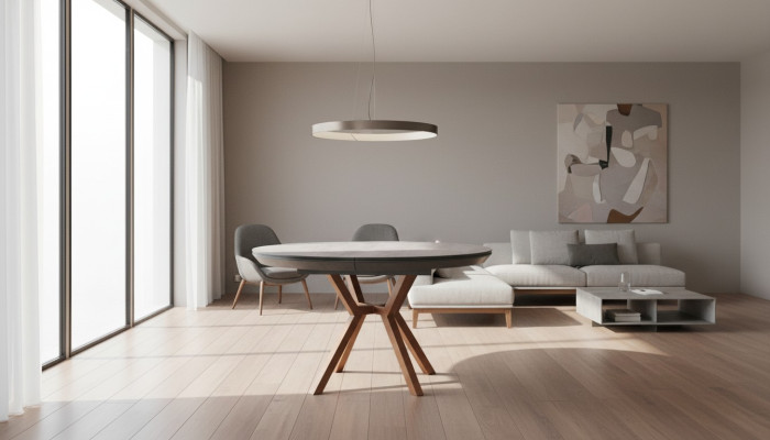 Runder Esstisch Luxus Esszimmertisch Küchentisch Grau Esszimmer Holz