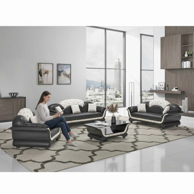 Sofagarnitur Couchgarnitur Ledersofa Sofa Komplette 3tlg Sofas Schwarz