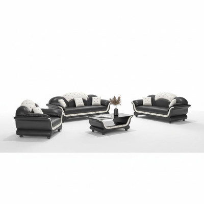 Sofagarnitur Couchgarnitur Ledersofa Sofa Komplette 3tlg Sofas Schwarz