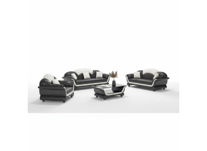 Sofagarnitur Couchgarnitur Ledersofa Sofa Komplette 3tlg Sofas Schwarz
