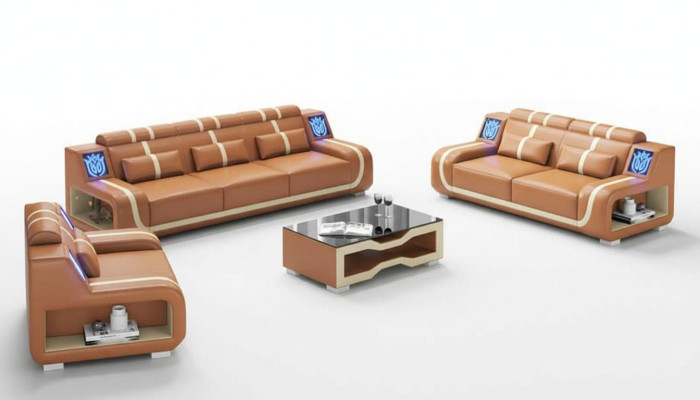 Wohnzimmer Komplette Ledersofas Couchgarnitur Sofagarnitur Braun 3tlg