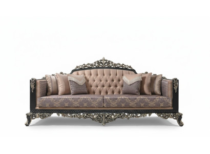 Dreisitzer Sofa 3 Sitzer Polstersofa Stoffsofa Beige Barock Couchen