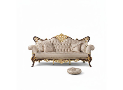 Dreisitzer Sofa 3 Sitzer Polstersofa Stoffsofa Beige Barock Polyester